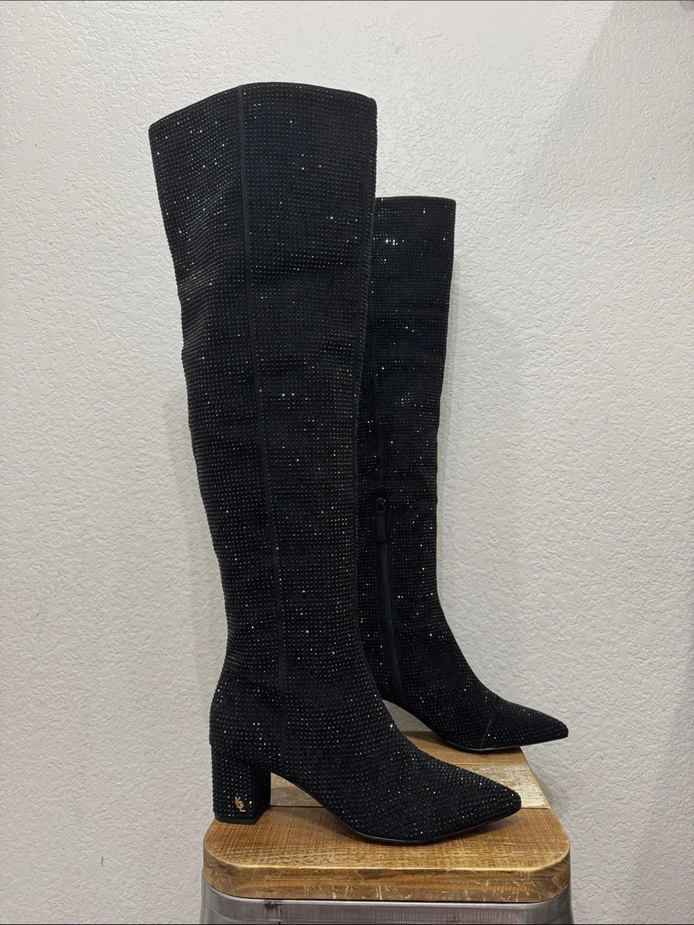 Kurt Geiger Burlington Black Crystal Over The Knee Boots NEW Size 10